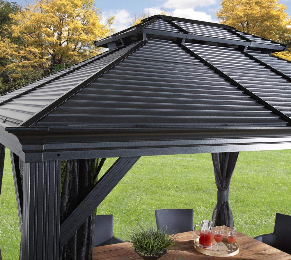 Sojag Outdoor 12' x 16' Mykonos Double Roof Hardtop Gazebo Outdoor Sun Shelter - WoodArtSupply