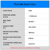 AMOLEN Silk PLA 3D Printer Filament Bundle, Shiny Dual Color PLA Filament 1.75mm Pack, Multi Color Change PLA 3D Printing Filament for Most FDM 3D Printer, 1KG X 4 Spools AMOLEN