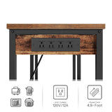 HOOBRO Kitchen Baker's Rack, Coffee Bar Stand with Charging Station, Microwave Stand, 4-Tier Small Kitchen Shelf Rack for Kitchen, Living Room, Rustic Brown and Black BF35UHB01 HOOBRO