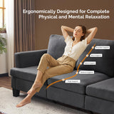 VINGLI Grey 83" Sofa Couches for Living Room, Faux Suede Modern Comfy 3 Seater Couch 25.6" Deep Seat Upholstery Cozy Sofas for Small Space, Bedroom, Apartment, Home Office VINGLI