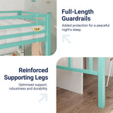 Allewie Metal Loft Bed Twin Size with Guardrail and Ladder, Small Space Saving Design for Bedroom Kid Room and Dorm, No Box Spring Needed, Green Allewie