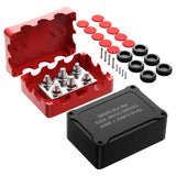 Joinfworld Heavy Duty 500A Bus Bar Waterproof Power Distribution Block with 4*5/16"(M8)+2*3/8"(M10) Studs 48V DC Automotive Marine Battery Terminal Distribution Block with Cover - Negative&Positive Joinfworld