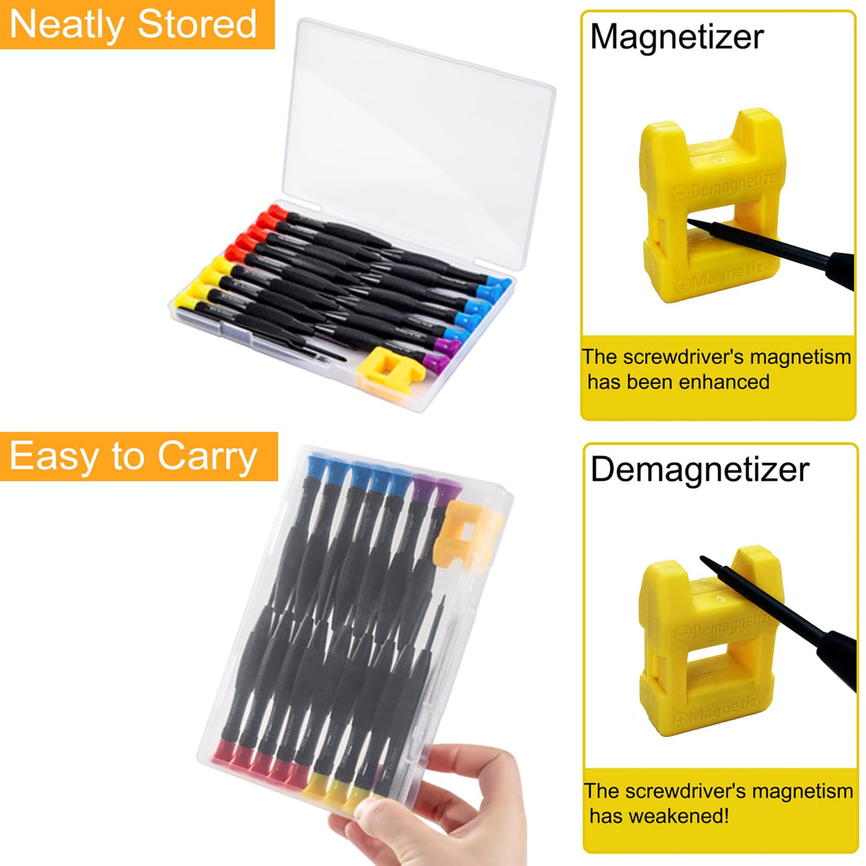 18PCS Mini Precision Screwdriver Set With Case, Lengnoyp Magnetic Small Flathead Phillips Pentalobe Torx Star Screwdriver Set Kit and Tweezers for Repairing Computer Eyeglass Phone Watch lengnoyp
