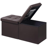 AmasSmile Footrest Ottoman Bench with Storage,34Inch Brown Leather Footstool, Coffee Table, Padded Seat, Storage Chest,Blanket Store with Flipping Lid for Livingroom and Bedroom AmasSmile