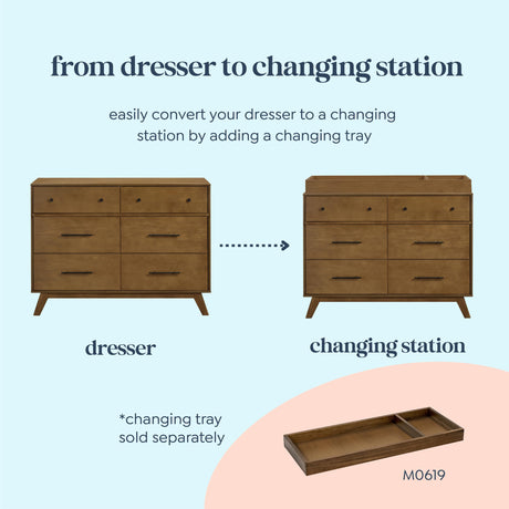 Davinci Otto 6-Drawer Baby Dresser for Bedroom - GREENGUARD Gold Certified - Multi-Purpose Storage Double Chest of Drawers for Boys and Girls -Dresser for Kids Bedroom, Living Room, Nursery -Walnut DaVinci