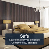 NeatiEase Wood Panels for Wall, 4-Piece 96" x 12.6" Soundproof Wood Slat Wall Panel for Interior Wall Decor Noise Cancelling, Wood Acoustic Wall Panels, Sound Absorbing Panel (Dark Walnut) NeatiEase