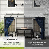 ASJMR Outdoor Lean to Gazebo 10x28FT, Hardtop Wall Mounted Gazebo with Sloping Sun Panel Roof, Awnings for Patio with Metal Frame, Double Curtains for Garden, Lawn, Backyard Deck ASJMR