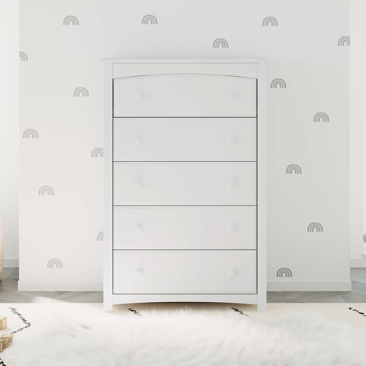 Storkcraft Kenton 5 Drawer Dresser (White) for Kids Bedroom, Nursery Dresser Organizer, Chest of Drawers with 5 Drawers, Universal Design for Children’s Bedroom STORKCRAFT