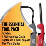 BIC Multi-Purpose Classic Edition Lighter & Flex Wand Lighter, 2-Pack (Colors May Vary) BIC