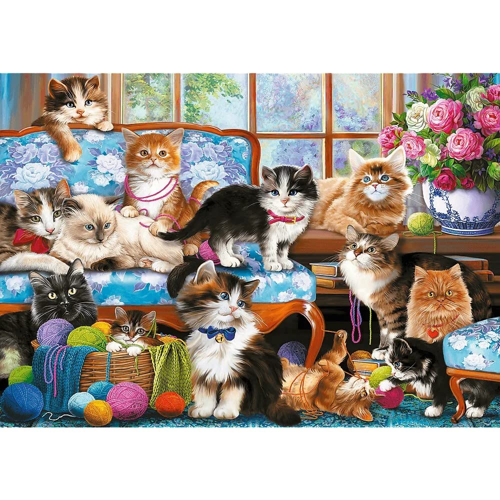 TREFL 500 Piece Jigsaw Puzzle, Cat Family, Animal Puzzle, Sweet Kittens, Simonetta Pirola, Adult Puzzle, Trefl 37425 Trefl