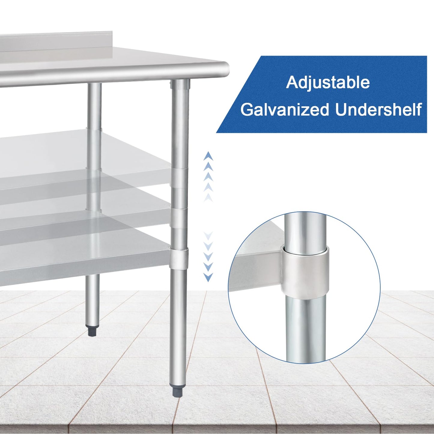 HARDURA Stainless Steel Table Prep & Work Table 24 x 48 Inches NSF Heavy Duty Commercial with Undershelf and Backsplash for Restaurant Kitchen Home and Hotel - WoodArtSupply