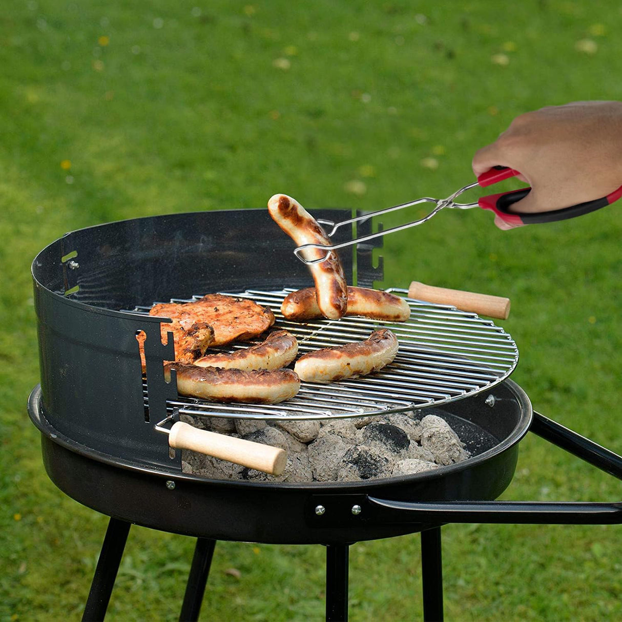 HINMAY Stainless Steel Scissor Tongs 10-Inch and 12-Inch Set, Set of 2 HINMAY