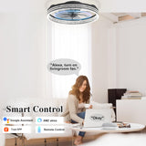DIAMONDFORGE Smart Ceiling Fans with Lights Remote - WiFi Alexa 20'' Flush Mount Low Profile Modern Ceiling Fans for Bedroom -Stepless Color Temperature and 6 Speeds - Crystal Stripe DIAMONDFORGE