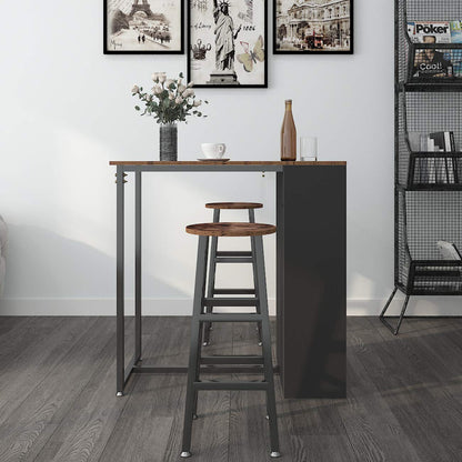 Sogesfurniture 3-Piece Brown Pub Bar Table Set with Stools and Storage Shelves