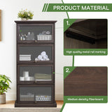 Plturdke Farmhouse Barrister Bookcase with Drawers Tall Bookshelf with Storage Kitchen Pantry Cabinet Curio Cabinet Display Cabinet with Flip up Glass Doors and Shelves Book Shelf for Bedroom (Brown) Plturdke