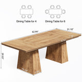 LITTLE TREE Dining Table for 6 People, Wooden Table, Rectangle Furniture with Heavy Duty Legs, Modern Kitchen Table for Home, Dining Room, Oak LITTLE TREE