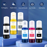 GUBFFON 552 Ink 600ml Refill Ink Bottle Replacement for Epson EcoTank ET-8550 ET-8500 Printer High Capacity 6-Pack (Not Sublimation Ink) GUBFFON