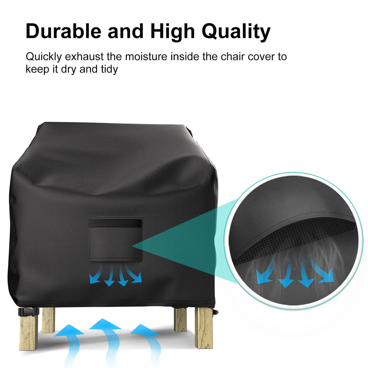 BROSYDA Patio Chair Covers for Outdoor Furniture Waterproof 2 Pack, Lawn Chair Covers 600D Heavy Duty Oxford Cloth, Large Covers for Lounge Lawn Deep Seat Black 38" W x 31" D x 29" H BROSYDA