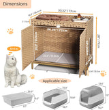 KUREEISE Cat Litter Box Enclosure; Cat Litter Box Enclosure Furniture with Cat Litter Mat;Handwoven Rattan Cat House with Metal Heightened Feet;30.3×18.3×28 Inches;Living Room, Bedroom-Natural KUREEISE