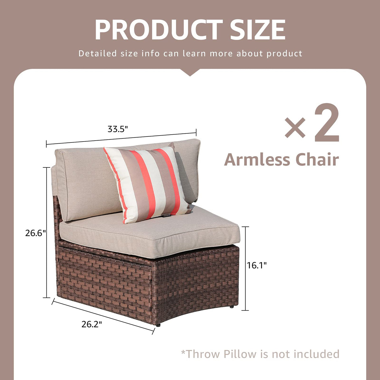 SUNSITT Outdoor 2-Piece Half-Moon Patio Furniture Curved Outdoor Sofa Wicker Sectional Set with Beige Cushions SUNSITT