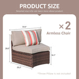 SUNSITT Outdoor 2-Piece Half-Moon Patio Furniture Curved Outdoor Sofa Wicker Sectional Set with Beige Cushions SUNSITT
