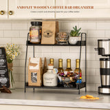 ANBOXIT 2-Tier Coffee Station Organizer, Wooden Kitchen Counter Shelf - Black ANBOXIT