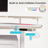 EUREKA ERGONOMIC Standing Desk,63" Electric Adjustable Height Computer Desk,Wing Shaped Music Studio Desk, LED Monitor Stands, Dual Motor&Slot, Maple EUREKA ERGONOMIC