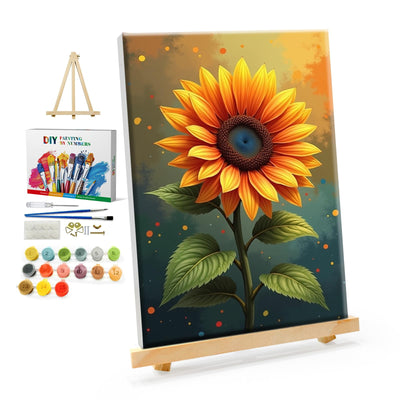 YOYA Framed Paint by Numbers Kit for Adults - Sunflower Adult Paint by Number Kits on Canvas with Easel, DIY Sunflower Paint by Number Framed Canvas for Home Wall Decor 8x12 Inch