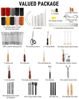 Nicpro 85PCS Leather Tooling Kit Leather Working Tools Kit with Custom Storage Bag, Adults Leather Making Craft Tools Beginner Kit for Stamping Sewing Carving Cutting Punching Leather Working Nicpro