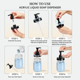 Amolliar Plastic Mason Jar Soap Dispenser with Pump Lid,16OZ Refillable BPA-Free Hand Soap Dispenser Set with Cute Lables - Farmhouse Decor for Kitchen/Bathroom,Liquid Soap,Dish Soap, Lotion (2 Pack) Amolliar