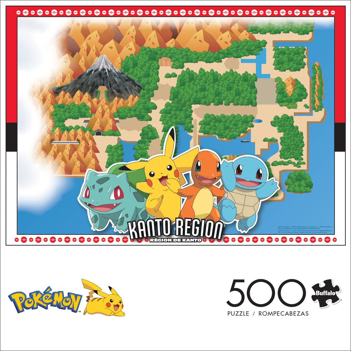 Buffalo Games - Pokémon - Kanto Region - 500 Piece Jigsaw Puzzle for Adults Challenging Puzzle Perfect for Game Nights - Finished Puzzle Size is 21.25 x 15.00 Buffalo Games