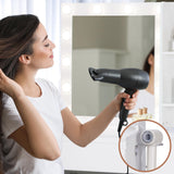 Lynxor Vanity Desk with Mirror and 12 LED Lights, Makeup Vanity Table with USB & Power Outlets, Spacious Storage Drawers, Shelves, and Cushioned Stool, Perfect for Bedroom, Hairdryer Holder, White Lynxor