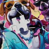 Funny Dog Puzzles 1000 Pieces for Adults, Animal Dogs Jigsaw Puzzles Hip Hop, Dance Puppy Bulldog Jigsaw Puzzle Collage Puzzles as Family Game BBOLDIN