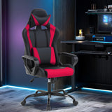 Gaming Chair High-Back Office Chair Ergonomic Video Game Chairs Height Adjustable Reclining Computer Chair with Lumbar Support Armrest Headrest Swivel Chair Game Chair for Adult Teen - Red BSTOPHKL