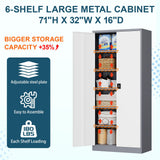 MIIIKO Metal Storage Cabinet with Locking Doors, 72" Tall Cabinet with 5 Adjustable Shelves for Home Office, Locking Utility Storage Cabinets MIIIKO