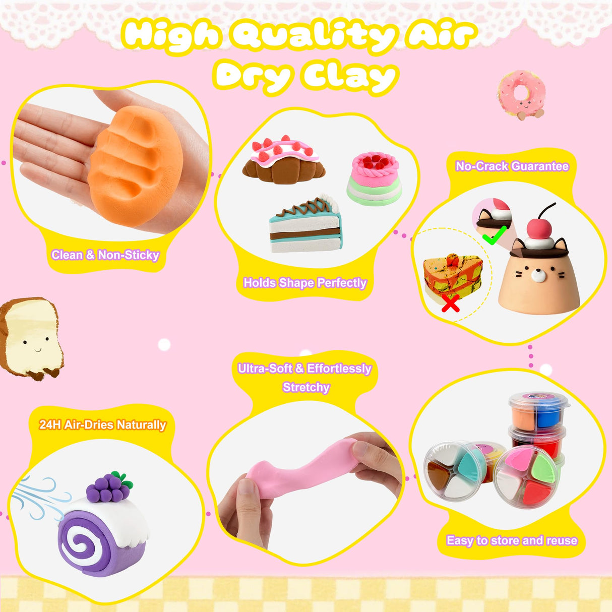 Nicella Air Dry Clay Kit, 12 Cakes Modeling Clay for Kids, Model Magic with Sculpting Tools and Tutorials, Safe & Non-Toxic, DIY Arts & Crafts School Projects, Home Party Favors for Boys & Girls Nicella