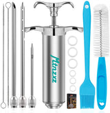 Marinade Injector Syringe and Brushes Set, Meat Injector Syringe with 3 Professional Marinade Injector Needles, Creates Tender Meat & Poultry Flavors, for BBQ Grill Smoker & Turkey & Brisket MTNZXZ