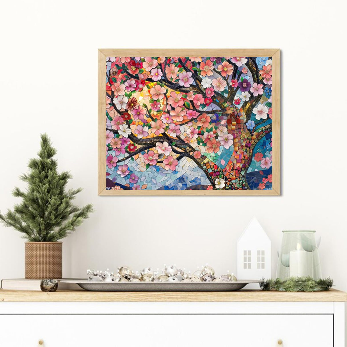 Flowers Blossom DIY Paint by Numbers for Adults Cherry Tree Digital Oil Painting Wildflowers, Landscape Acrylic Paintwork Kits Canvas with Acrylic Paint Boho Art Room Decor 20x16 Inch (No Frame) WUIVCTR