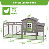 Ketive Wooden Chicken Coop Cage Outdoor Indoor Hen House with Nesting Box, Waterproof Roof, Removable Tray for Poultry Pets Enclosure Garden Backyard (Grey) ketive