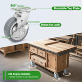 Nefish 6 Inch Heavy Duty Casters Wheels, Industrial Grade Thermoplastic Rubber Casters with Brake 4500 LBS, Ball Bearing Plate Swivel Castors Set of 4, Casters Wheels for Equipment, Industrial Nefish