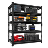 Huhaneon Heavy Duty Garage Shelves - 48''W 2,500Lbs Metal Adjustable Storage Shelving Rack Units for Warehouse Basement 5 Tier Black 47.2" W x 17.7" D x 78" H Huhaneon