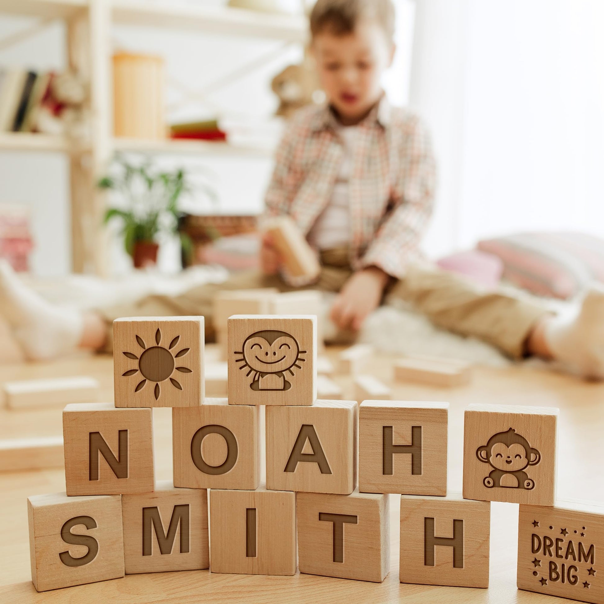 Custom Wooden Name Blocks, Engraved Nursery Name Sign, Custom Nursery Décor, Custom Name Wood Blocks, Wooden Name Signs for Nursery, Montessori Décor Engraved on Solid Wood, Nursery Name Wood - WoodArtSupply