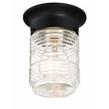 Design House 587220 Jelly Jar 1-Light Indoor/Outdoor Flush Mount Ceiling Light, Black Design House