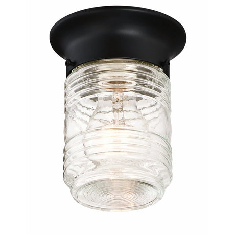Design House 587220 Jelly Jar 1-Light Indoor/Outdoor Flush Mount Ceiling Light, Black Design House