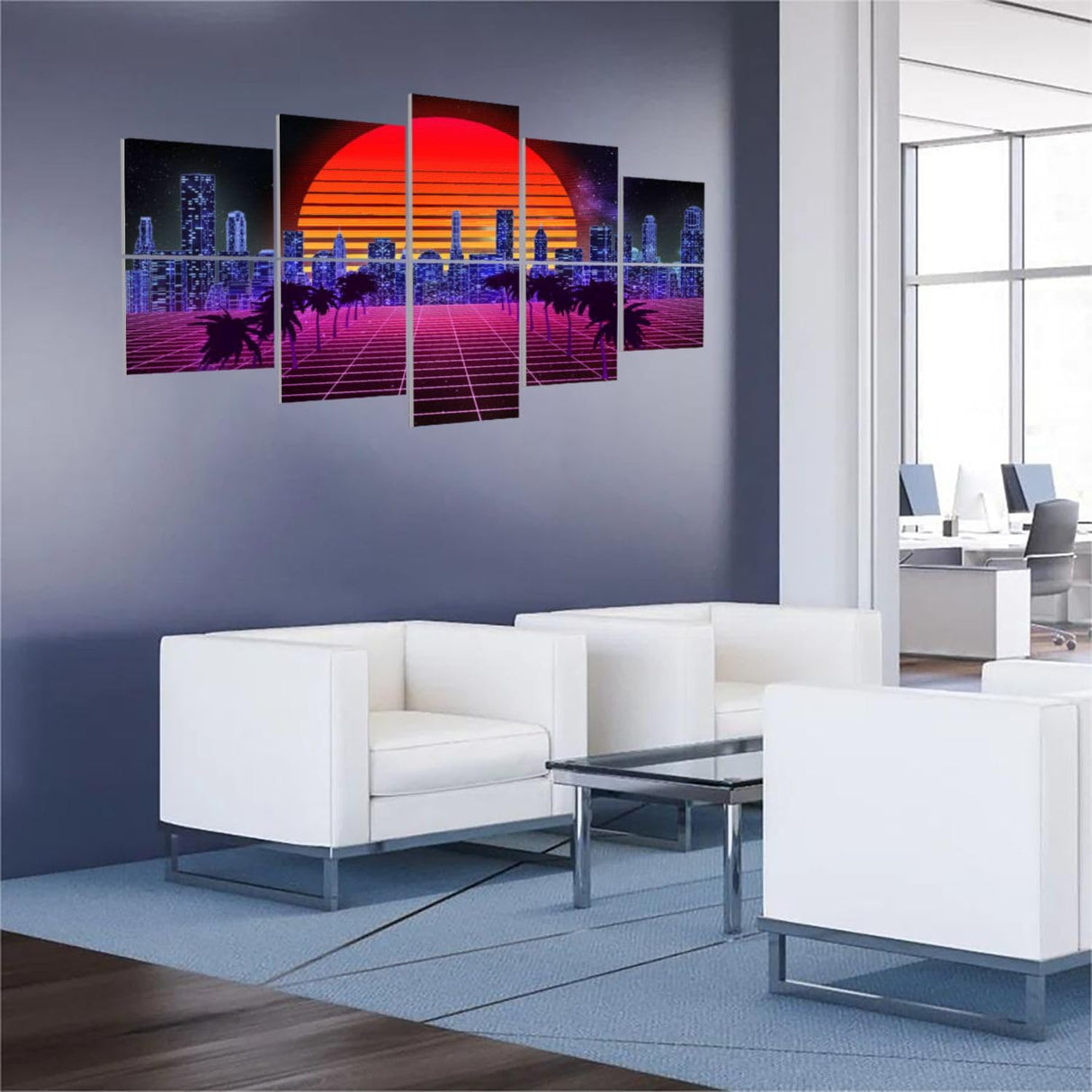 10 Pack Art Acoustic Panels Retro synthwave vaporwave skyline landscape at night sun Decorative Sound Absorbing Wall Panel Self-Adhesive Noise Canceling Soundproof Padding for Home 80" x 40" PZWKJOILPQ