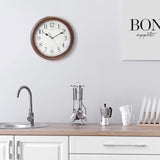 Seiko Wall Clock Quiet Sweep Second Hand Dark Brown Solid Oak Case Seiko