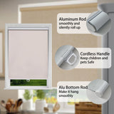 Ajadeblind Blackout Roller Shades for Windows, Thermal Insulated Pull Down Shade, Total Blackout Window Blinds for Home,Office,Bedroom,Door (Linen Beige,23''x72'') Ajadeblind