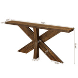 Tribesigns 70.9 Inches Long Sofa Table Behind Couch, Farmhouse Console Entry Table with Wooden Geometric Base for Entryway, Living Room, Brown Tribesigns