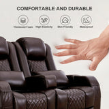 Attliahome 57" RV Loveseat Recliner, Double Recliner Furniture with 3 Arms and 2 Pillows, Wall Hugger Recliners & 135° Reclining Theater Seating (Brown PU Leather RV Couch) Attliahome