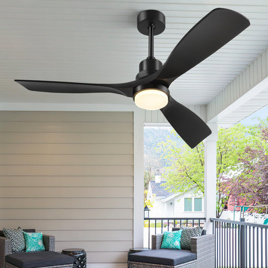 Forrovenco 72 Inch Ceiling Fans with Lights Remote Control, Black Ceiling Fan Light with 3 Downrods, 3 Wood Blades, ETL Listed, Timer, 6 Speed Quiet Reversible DC Motor Outdoor Fans for Patios Bedroom